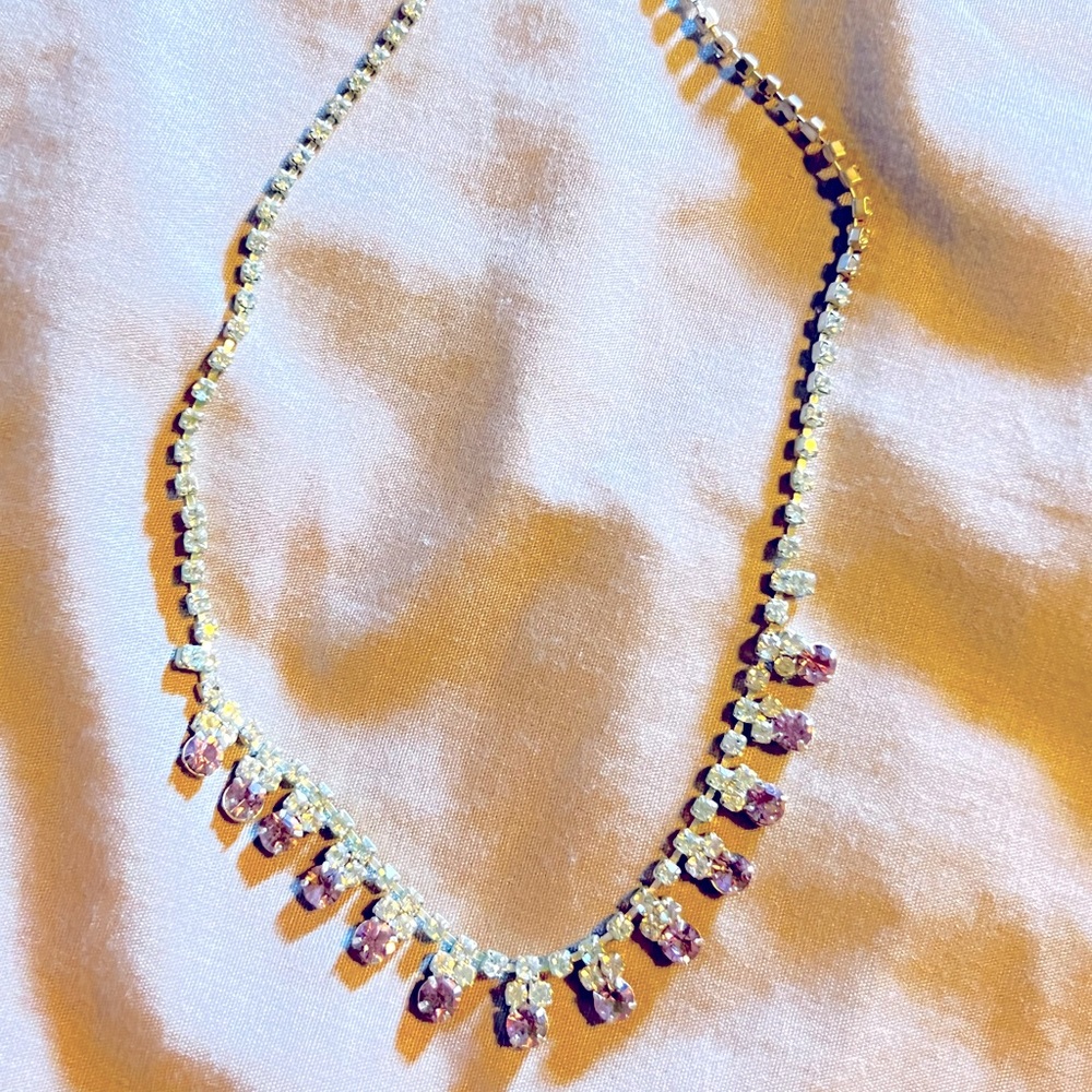 Silver and pink necklace